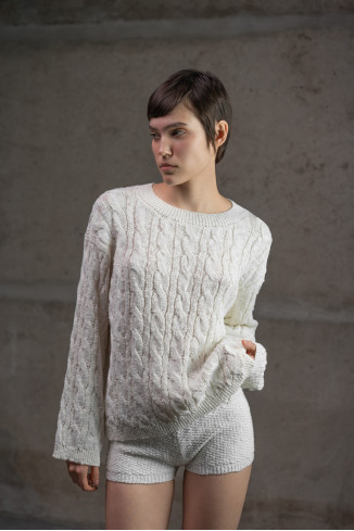 02023● Rito OVERSIZED SILK BLEND SWEATER Wool and silk blend knit zip mockneck sweater | Stefano Ricci